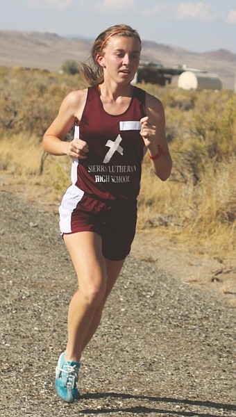 Becky Grabow lead the Sierra Lutheran cross country team last week. Grabow finished first at the Rite of Passage Invite.
