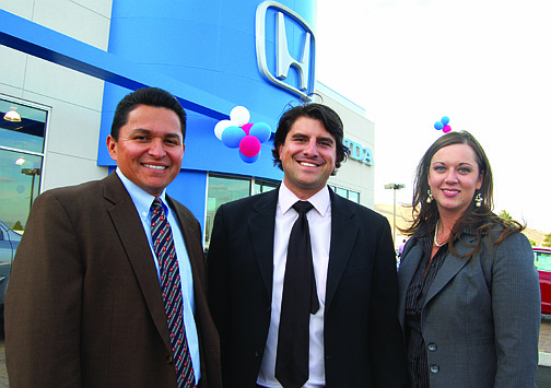Photos by Brian Duggan Nevada AppealMatthew Hohl, center, the general manager of Michael Hohl Honda and Subaru, with Javier Calderon, the zone sales manager of American Honda and Elise Turner, the district sales manager of American Honda. The two dealerships, located at 2800 S. Carson St., kicked off their grand opening celebrations Thursday.