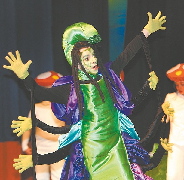 Jim Grant/Nevada AppealAJ Danna rehearses the role of the caterpillar in &quot;Alice in Wonderland, Jr.&quot; The Wild Horse Children&#039;s Theater production opens Friday at the Children&#039;s Museum of Northern Nevada.