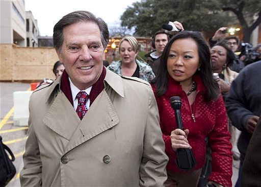 Former House Majority Leader Tom DeLay smiles as he leaves the Travis County Courthouse in Austin, Texas, on Monday, Jan. 10, 2011. Delay has been sentenced to three years in prison. (AP Photo/Austin American-Statesman, Jay Janner) MAGS OUT, NO SALES, TV OUT, INTERNET OUT: AP MEMBERS ONLY