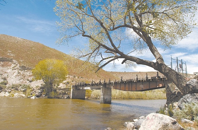 Published Caption: The Class III Train Wreck rapids are the first feature rafters will encounter along the Carson River Aquatic Trail.