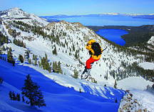 Mikey Wier/CourtesySouth Lake Tahoe splitboarder Will Brommelsiek blasts a 360 above Angora Lake.