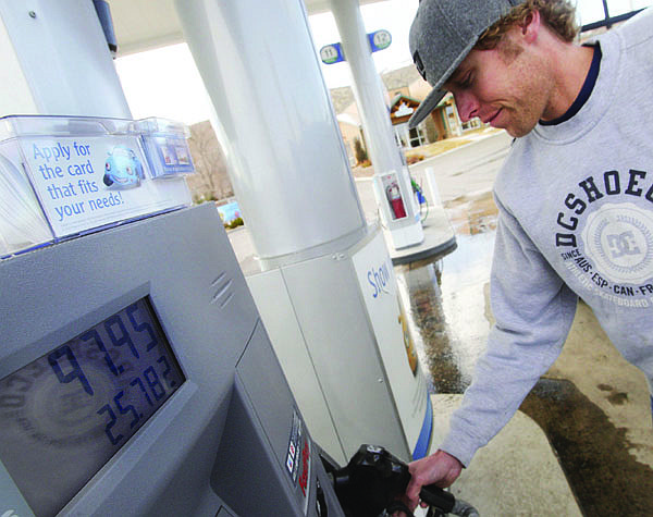 Jim Grant/Nevada AppealCarson City resident Chris Houston spent almost $100 on Tuesday to fill the gas tank of the van he uses for work.