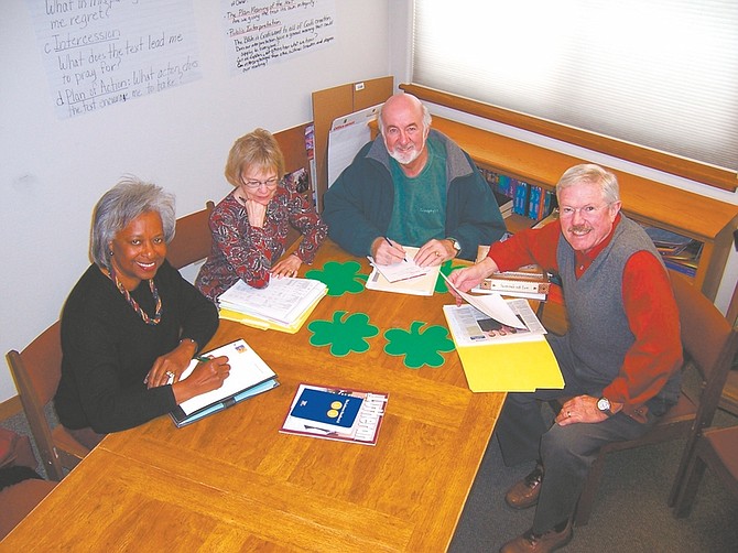 St. Paul&#039;s Lutheran Family Stewardship subcommittee, from left, Thelma Bataille, Elizabeth King, Richard Lowther, and Ken Beaton plan the details of St. Paul&#039;s Springing Forward Faire. The fair from 1-4 p.m. March 19 is a chance for the community to meet committee members, social groups and the church council. The community open house to learn what you always wanted to know about St. Paul&#039;s but didn&#039;t know who to ask. St. Paul&#039;s is located at 1201 N. Saliman Road, Carson City.  For more information, go to www.stpaulsluthfamily.com.