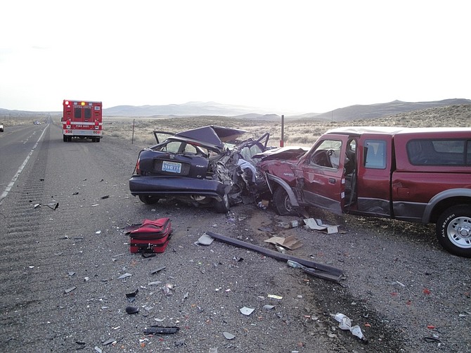Nevada Highway PatrolA Carson woman was killed and three others injured in an accident near Seven Mile Hill in Mark Twain this morning. According to the NHP alcohol is believed to a be a factor in the crash.