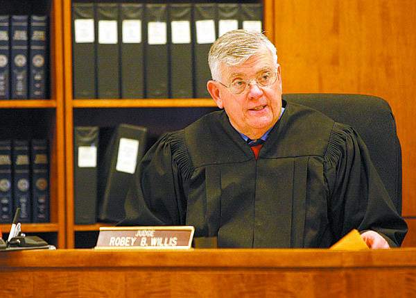 Shannon Litz/Nevada AppealJudge Robey Willis talks to an attorney in court on Thursday morning.