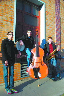 CourtesyThe jazz trio Fiscus plays 8-11 p.m. Saturday at Plan:b Micro_Lounge. Band members are, left to right, Jesus Vega on drums, Zack Teran on bass, and Chris Clark on sax.