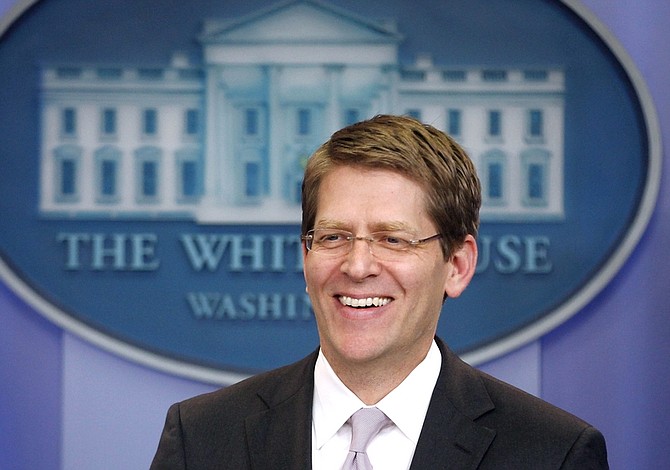 White House Press Secretary Jay Carney briefs reporters at the White House in Washington, Tuesday, April 12, 2011. (AP Photo/Charles Dharapak)