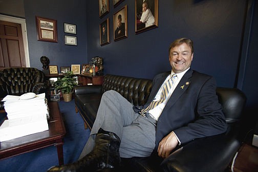 Rep. Dean Heller, R-Nev., is seen in his office on Capitol Hill in Washington, Tuesday, March 15, 2011. Heller announced a U.S. Senate run Tuesday after months of alluding to it and a week after fellow Republican John Ensign said he would not seek a third term as Nevada&#039;s junior senator. (AP Photo/Harry Hamburg)
