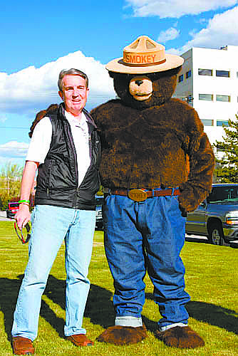 Arbor Day 2010 Celebration. Smokey Bear with Mayor Bob Crowell.