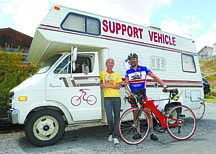 Jim Grant/Nevada AppealVirginia City residents Ric and Stephanie Schrank will leave Thursday for a double cross country bike ride. Stephanie will provide support as Ric cycles about 120 miles per day.