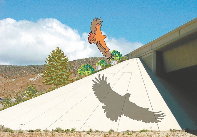 The first chapter of the History in Motion story was Eagle Valley located at the North Carson Street Interchange. The soaring eagle and its corresponding shadow is reminiscent of Eagle Station, where the valley got its name.
