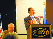 Geoff Dornan/Nevada AppealEd Epperson, president and CEO of Carson Tahoe Regional Healthcare spoke at Wednesday&#039;s Northern Nevada Development Authority breakfast meeting about the federal healthcare bill.