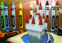 Shannon Litz/Nevada Appeal&#039;Pop-Up Book&#039; which used 10,820 Lego bricks and &#039;Crayons&#039; which are each 37&quot; x 4&quot; x 4&quot; are on display at the children&#039;s museum on Friday.