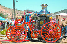 Courtesy Sharri BogdanVirginia City&#039;s circa 1879 Clapp &amp; Jones steam fire engine will be fired up today for demonstration of its firefighting capabilities at the Virginia City firemen&#039;s muster being held on E Street. The muster is free and open to the public.