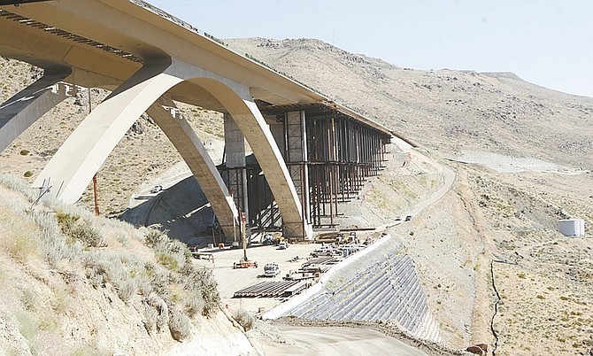 Photos by Shannon Litz/Nevada AppealConstruction continues on the Galena Creek Bridge on Thursday.