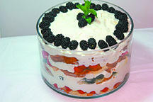 Courtesy Susan HartTrifle served in a glass bowl makes a lovely presentation, but can be layered in any large bowl. Susan Hart&#039;s trifle is made with a gluten-free cake, making the traditional English dessert safe for gluten-free diets.