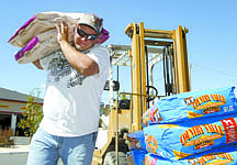 Shannon Litz/Nevada AppealTim Jost carries bags of food at Benson Feed on Tuesday afternoon.