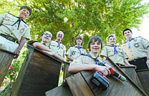 Jim Grant/Nevada AppealChristian Curtis, 15, front, a senior patrol leader for Boy Scout Troop 145 is coordinating the construction and installation of bat boxes. Helping Curtis with his Eagle Scout project are, l-r, Trevor Sollberger, Ryan Walker, assistant scout master Bill Knight, Richard Curtis, Clayton Sollberger and Zach VanZyll.