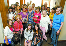 Shannon Litz/Nevada AppealCarson High School health occupation students with residents of The Lodge on Thursday morning.