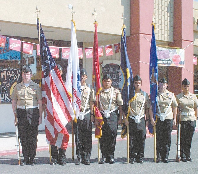 Sandi Hoover/ Nevada Appeal Carson High School&#039;s Naval Junior ROTC presents the colors Saturday during a special ceremony at Carson City&#039;s United Blood Services in honor of first responders and the 10th anniversary of 9/11.