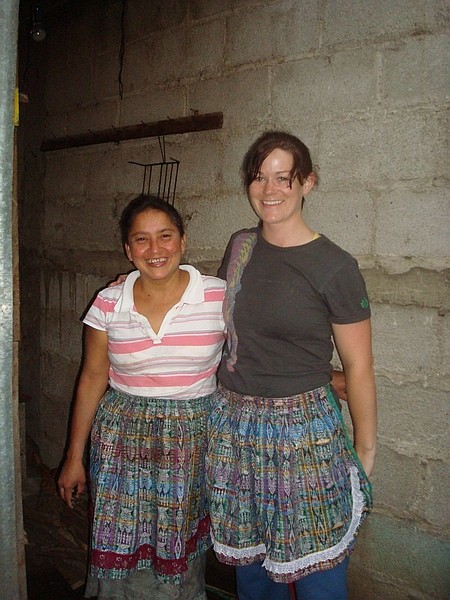 Courtesy Rachel GrossPeace Corps preventative health care trainer Rachel Gross takes time out from making tortillas for a picture with her host mom Dona Marina in San Francisco la Union, Quetzaltenango, Guatemala.