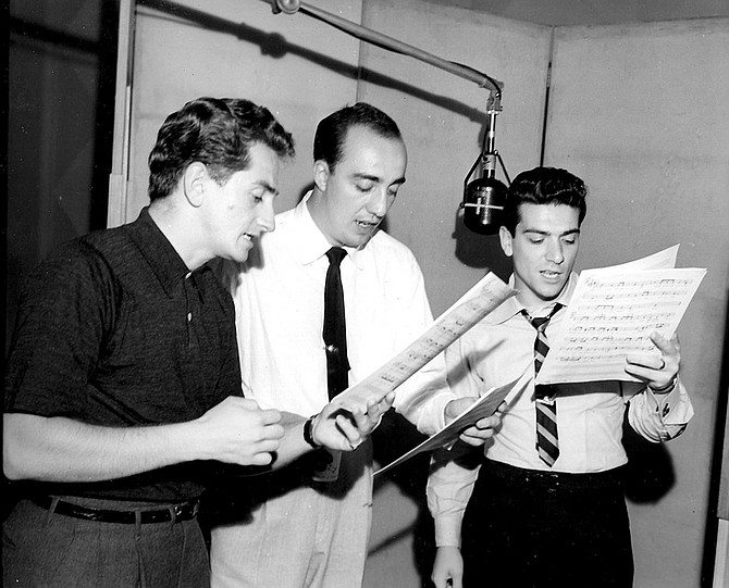 Courtesy/Burt HolidayBonaldo Bonaldi (Burt Holiday), center, with Billy Christ, left, and Don Rea, recording as The Gaylords in the 1950s.