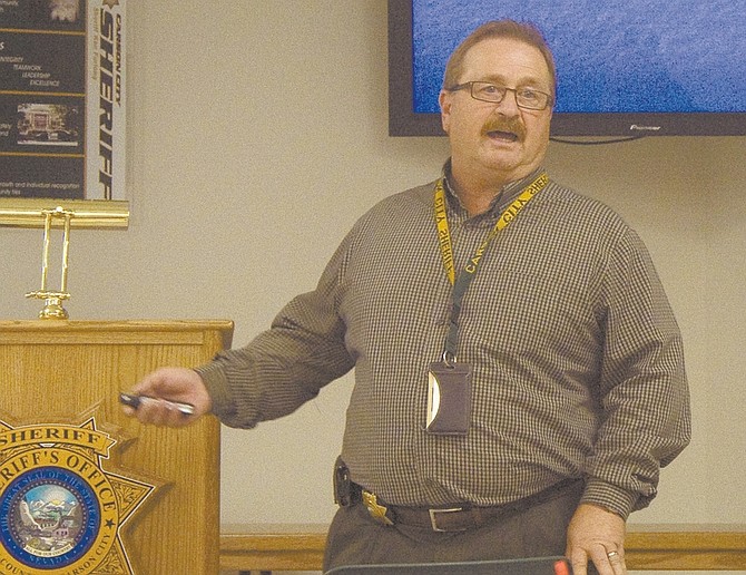 Wheeler Cowperthwaite / Nevada AppealSenior Forensic Specialist Dean Higman takes questions after his presentation to the Citizen&#038;#8217;s Academy at the Carson City Sheriff&#038;#8217;s Office.
