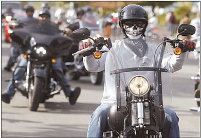Shannon LitzBikers head toward Carson City Harley Davidson for Street Vibrations on Friday.