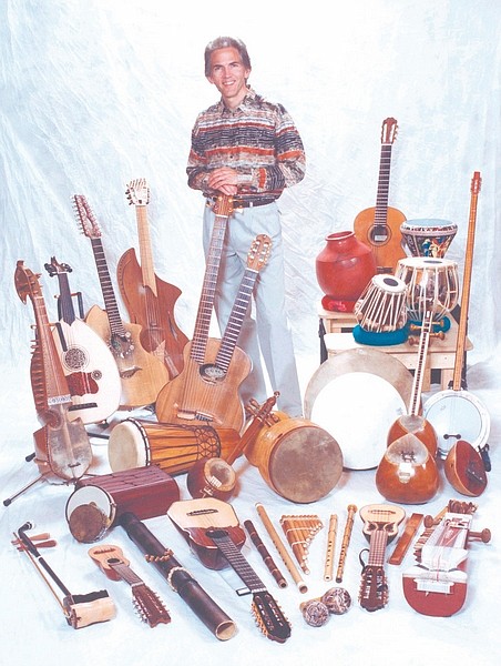 Minden resident Todd Green performs more than 30 instruments in a concert tonight in the CVIC Hall.