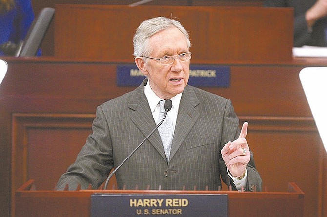Shannon Litz / Nevada AppealU.S. Sen. Harry Reid speaks to the Nevada Legislature Wednesday night.
