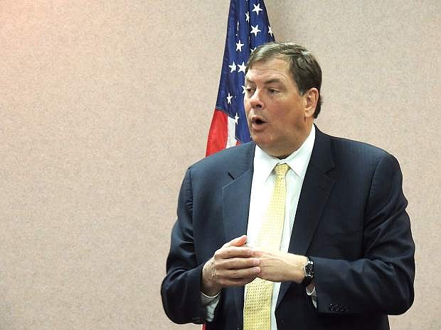 Nevada Insurance Commissioner Scott Kipper speaks at a Nevada Business Connections breakfast meeting Wednesday.