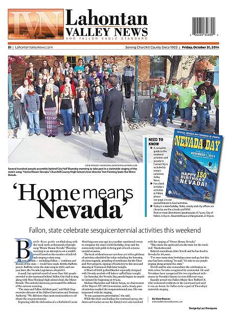 The Lahontan Valley News won first place for Community Service in its coverage of the Nevada Sesquicentennial in 2014.