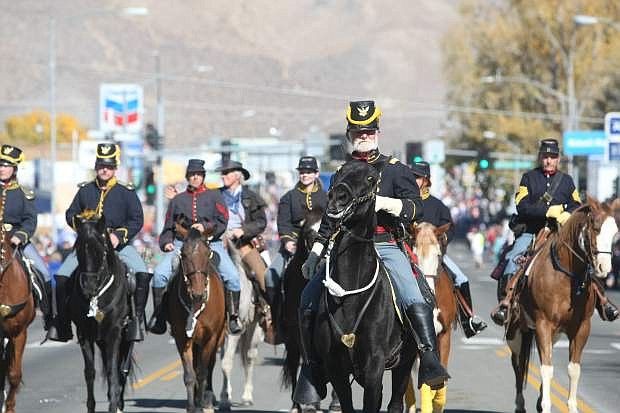 The First Nevada Cavalry march in Saturday&#039;s Nevada Day parade.