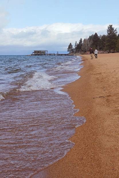 Water washes up onto Nevada Beach Thursday afternoon. Legislation in Nevada could change how the public accesses private property along Lake Tahoe&#039;s shoreline. Adam Jensen / Tahoe Daily Tribune