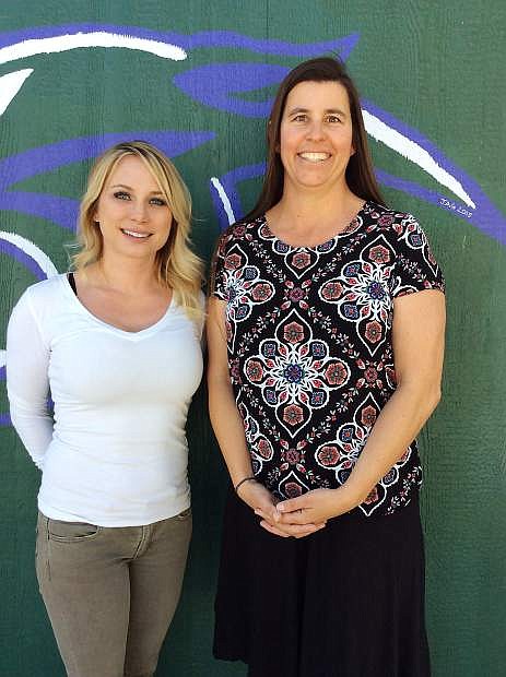 Pioneer High School named Tanya Long, left, Certified Staff of the Year. Long is a teacher and yoga instructor. Standing next to Long is Classified Staff of the Year Sandy Granucci, attendance clerk.