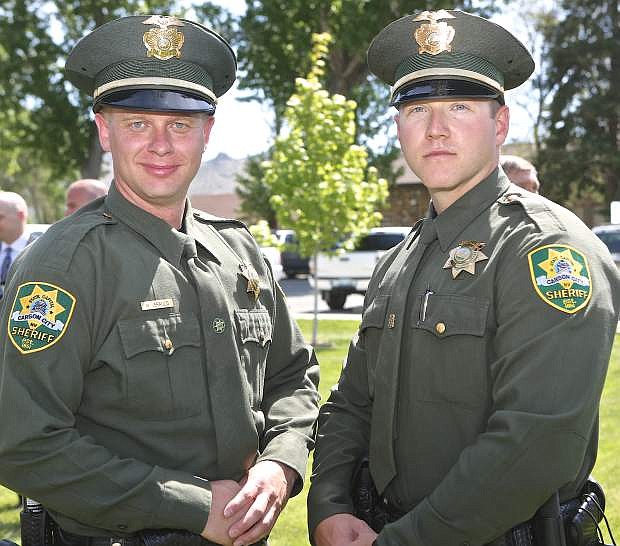 CCSO Deputies Michael Jerauld and Taylor Mieras graduate with POST Academy class 2016-01 Thursday in Carson City.
