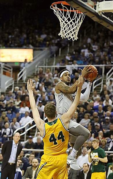 Tyron Criswell goes up for a shot for Nevada Wednesday.