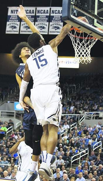 D.J. Fenner dunks for Nevada Wednesday.