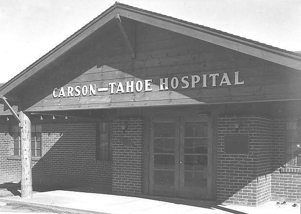 Carson-Tahoe Hospital&#039;s first campus in 1955. A fire in 1968 destroyed the building, and the infirmary at Stewart was called into play. Construc tion for this building in 1949 topped out at $80,000.