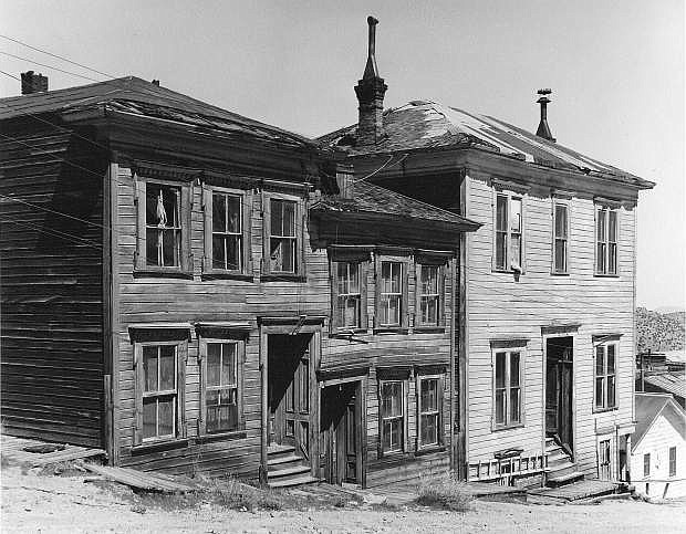 Buildings along the north side of Taylor Street between B and A streets in Virginia City.