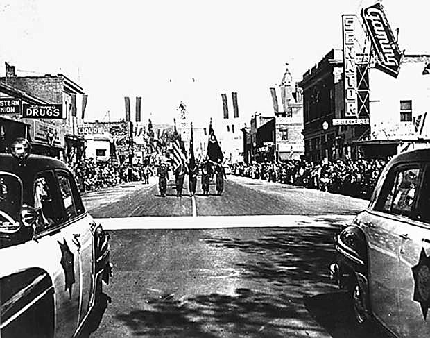 Downtown Carson during the Nevada Day Parade in about 1950.