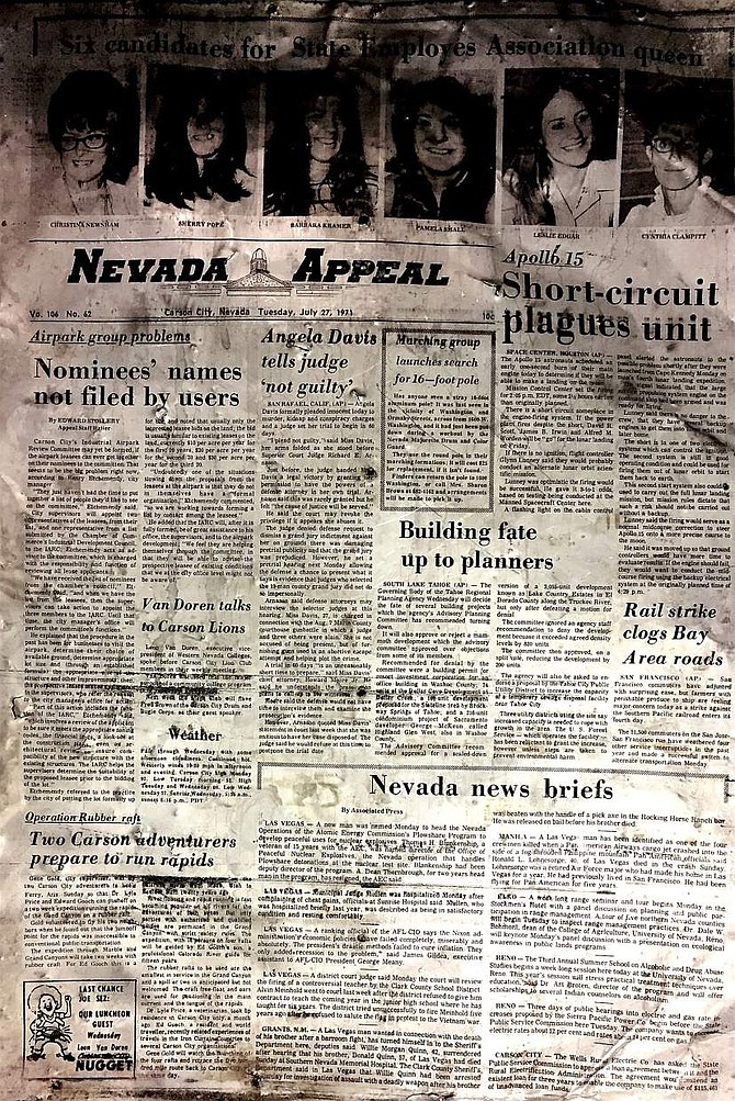 The Nevada Appeal page plate from 1971 that was found by NDOT work crews.