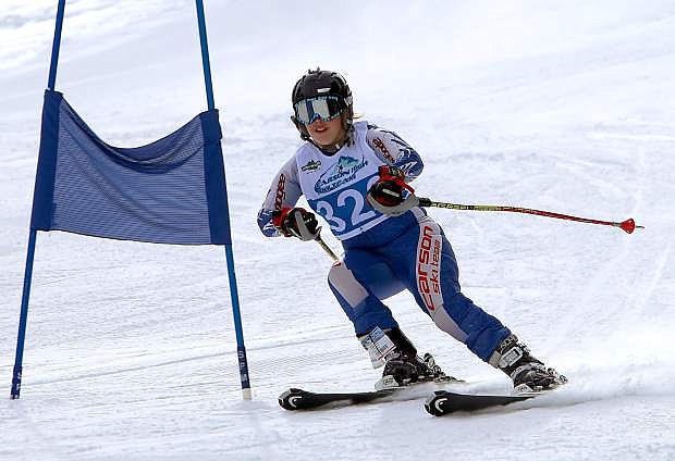 Bailee Barber of Carson High finished 27 at the recent Tahoe Basin Ski League race at Diamond Peak.