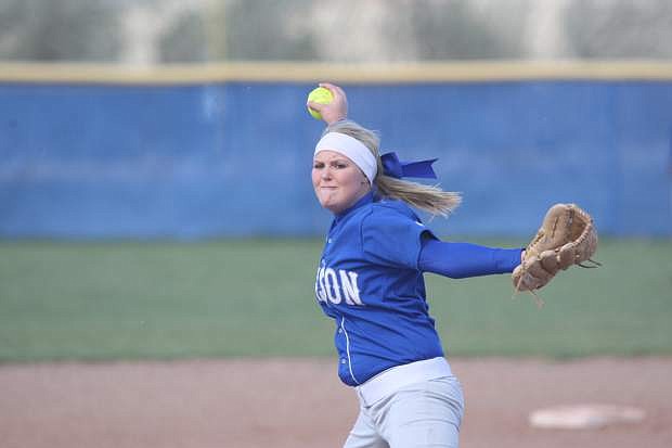 Rebecka Brewer delivers a pitch against McQueen on Tuesday.