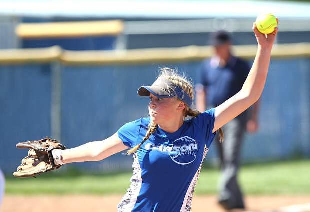 Lauren Lemburg delivers a pitch in a game against Douglas on Wednesday.