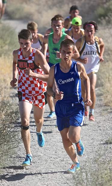 Carson&#039;s Logan Mead makes his way up Windy Hill in Reno Friday.