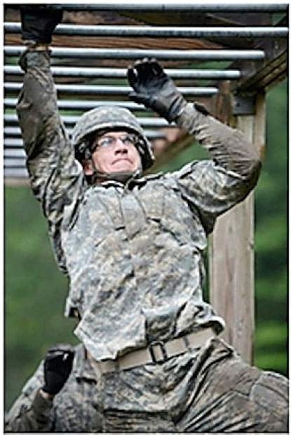 Cadet Michael Colyer completes an obstacle course during a Reserve Officer Training Corps Leadership Development and Assessment Course last summer.