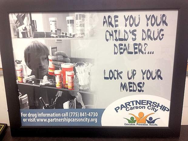 A new poster provided by Partnernship Carson City reminds parents that teen drug abuse begins in the medicine cabinet.