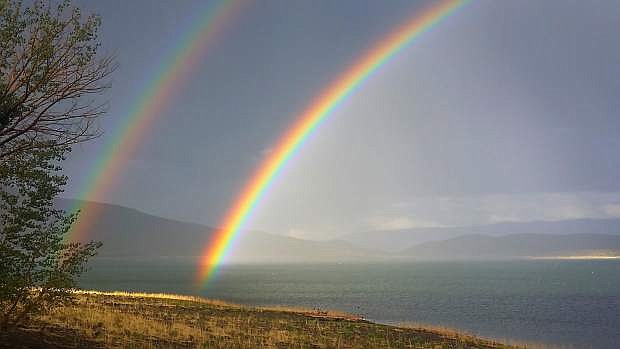 Dean Perry of Topaz took this photo of a double rainbow over Topaz Lake on Tuesday.